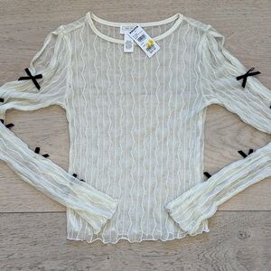 Tillys Full Tilt Sheer Mesh Cold Shoulder Bow Sleeve Top in Size Small NWT